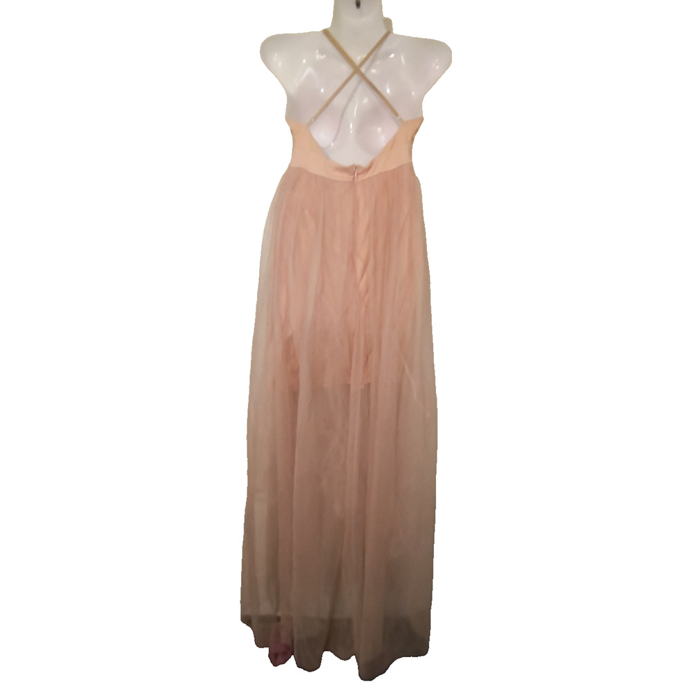 Haute Monde Pink Halter Sleeveless Pleated Flared Dress Size S W006 - Picture 2 of 5
